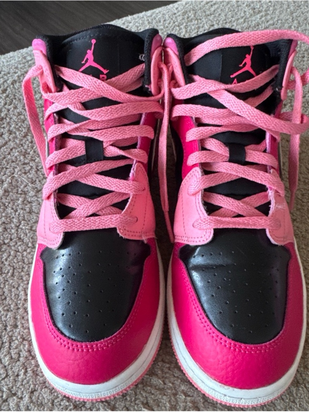 Jordan Pink and Black High-Top Sneakers